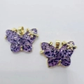 Elegante ciondolo a farfalla viola con bordo dorato e dettaglio stella brillante - Viola