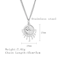 Silberne Edelstahlkette mit Evil Eye Sonnenanhänger und funkelnden Mikroeinlegearbeiten - Silber