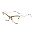 Cat-eye anti-blue light glasses with golden metal frames and yellow-black graffiti pattern - Yellow Black Frame