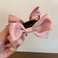 Pince à cheveux avec nœud en satin rose, étiquette LOVEDAYS et attache en plastique noir - Rose