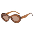 Vintage oval amber brown sunglasses with retro frame and UV protection for outdoor style - Brown Tea Frame Tea Lens