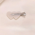 Chic white double heart acetate hair clip with silver metal duckbill clamp for women - Heart 3# M8135