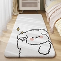 White plush bedroom rug featuring a cartoon Bichon dog pattern and stars - Cute Dog