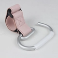Pink leather stroller hook with black buckle and silver aluminum carabiner clip - Pink (1 Pack)