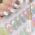 XEIJAYI Rose Majesty cat eye gel nail polish in shimmering soft pink with star art - Big Bulb Cat Eye