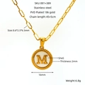 PVD 18k gold plated stainless steel necklace with shell pendant featuring letter M - Letter A(Z001G-390-A)