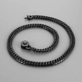 Collar de cadena cubana negra de 9mm en acero inoxidable con cierre de circonitas - Negro (Hebilla de Diamantes de Imitación) / 20cm