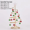 Mini albero di Natale in ferro dorato con campanelli colorati, decoro da tavolo, 26,5cm - Albero a Spirale con Campanelli Dorati