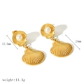 French style 18k gold shell earrings with pearl studs and product dimensions - Double Shell Pearl Style (TE6895)