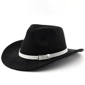 Dettaglio cappello in feltro nero con fascia in pelle bianca e fibbia in metallo - M (56-58cm) / Nero