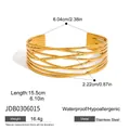Bracciale rigido in acciaio inossidabile dorato con diametro 6,04cm e lunghezza 15,5cm - Stile Incrociato a Più Strati / Oro