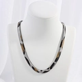 Collana a spina di pesce in acciaio inossidabile con motivo leopardato a tre colori - Catena a Spina di Pesce Leopardata Platino/Argento 6mm