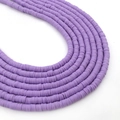 Flat round purple polymer clay beads for DIY jewelry making hand-strung bracelet accessories - Purple