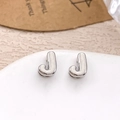 Minimalist silver-plated J-letter stud earrings with a smooth polished metallic finish - Silver Letter J