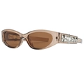 Y2K oval cat-eye sunglasses in transparent tea brown with silver star metal ornaments - Tea Frame Tea Lens