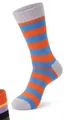 Men's athletic crew socks with orange and blue stripes and grey patchwork accents - 42-46 / Orange Blue Gray Stripes