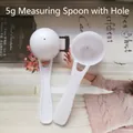 Plastic measuring spoon 5g capacity with hanging hole for milk powder in white - 5g with Hole (8.2*2.8*2.3cm) / White