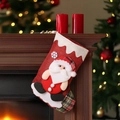 Christmas stocking hanging ornament with 3D Santa Claus and classic red burlap fabric - Santa Claus