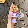 Simpatico portachiavi a cartone animato viola con luce integrata e gancio dorato - Piccolo Diavolo Viola