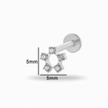 Titanium piercing sieraad met 5mm zilveren bloem en witte zirkoon steentjes erin - 5-Bladige Bloem (T2504-1#) / Zilver
