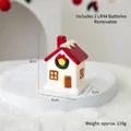 Miniature ceramic Christmas house with red roof and green wreath, 8cm height and LED light - Red-Edged Archway