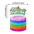 Mexikanische Fiesta Happy Birthday Tortendeko mit Gitarre und Kaktus auf Regenbogenkuchen - Mexikanischer Großer Topper / 1 Packung großer Aufsatz