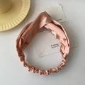 Elegant rose pink satin twist headband with silky luster and elastic design for women - Dusty Pink
