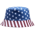 Cappello a secchiello bandiera americana con stelle e strisce su sfondo bianco - M (56-58cm) / Colore Stelle Strisce