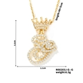 Detail view of crown letter S pendant with dimensions 3.2cm x 2.1cm and zircon inlay - G Style (N00203J-G--G)