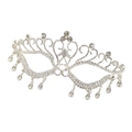 Elegante maschera da ballo argento con strass scintillanti e ciondoli in cristallo - Stile con Pendente a Nappa / Argento