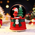Boule à neige musicale Père Noël rouge avec mécanisme à remontage et socle festif - -028 Tenant l'arbre / Moyen 80# LED Lumière+Musique