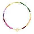 Bohemian style rainbow stone beaded necklace with a golden metallic lobster clasp - Style 8 / 6mm