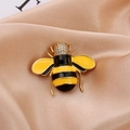 Cute honey bee brooch featuring yellow enamel wings and sparkling zircon crystals - Style 3
