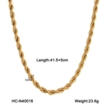 Dettaglio della collana a catena intrecciata dorata con larghezza 5mm e 41,5+5cm - Stile Catena a Corda Dorata (HC-N40016)
