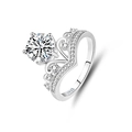 Elegant S925 sterling silver V-shaped crown ring featuring a 2-carat moissanite center stone - FDJZ-070-Moissanite (D Color)