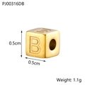 Detailed view of golden 0.5cm cube charm featuring letter B made of titanium steel - Letter B / Gold