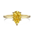 Elegantly crafted S925 sterling silver gold plated ring with a pear-cut yellow gemstone - US 5 / Gold Yellow Zirconia