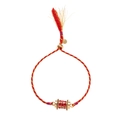 Red and gold braided Tarot bracelet with gold rotating charm and red enamel inlay - Red Bracelet (Red Gold Transfer Bead)