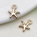 Set of two gold-plated starfish charms made of zinc alloy for DIY jewelry making - 1 Piece (10x13mm)