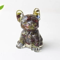 French Bulldog figurine with colorful natural crystal stones in transparent resin - Dragon Blood Stone