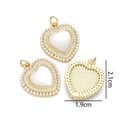 Detail view of heart pendants with shell inlay and pearls showing 2.1cm size dimensions - Heart Shape Pendant (Inlaid with 3mm Mini Pearls)