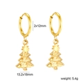 Detailed view of gold Christmas tree earrings with size dimensions and product weight - 3D Christmas Tree Pendant Hoop Earrings