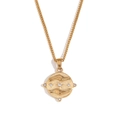 Collar dorado redondo con manos sosteniendo una estrella y cadena tipo cubana - Collar de Tarot de Pavé Redondo - Oro - Manos