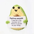 Handmade crochet positive avocado doll with encouraging card on white background - Avocado V-Mouth Sprout Green P Long Card
