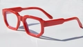Classic thick-frame sunglasses in bright red finish with a modern minimalist design - C15 Red Frame Clear Lens