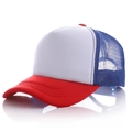 Red, white and blue mesh trucker hat with adjustable snapback and breathable panels - Adjustable / Red/White/Blue