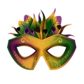 Classic Mardi Gras masquerade mask in purple green and gold with feather and glitter details - Carnival - King's Will