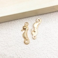 Golden seahorse charms for DIY jewelry with front and hollow back detail views - 1pc Small Seahorse Charm