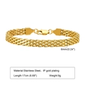 Detailed 6mm wide gold IP plated stainless steel mesh chain with lobster clasp specs - Gold 6mm*17cm