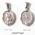 Detail of double-sided mermaid pendant with dimensions 23mm by 15mm in silver finish - Double-sided Mermaid Oval Pendant (P00118S)